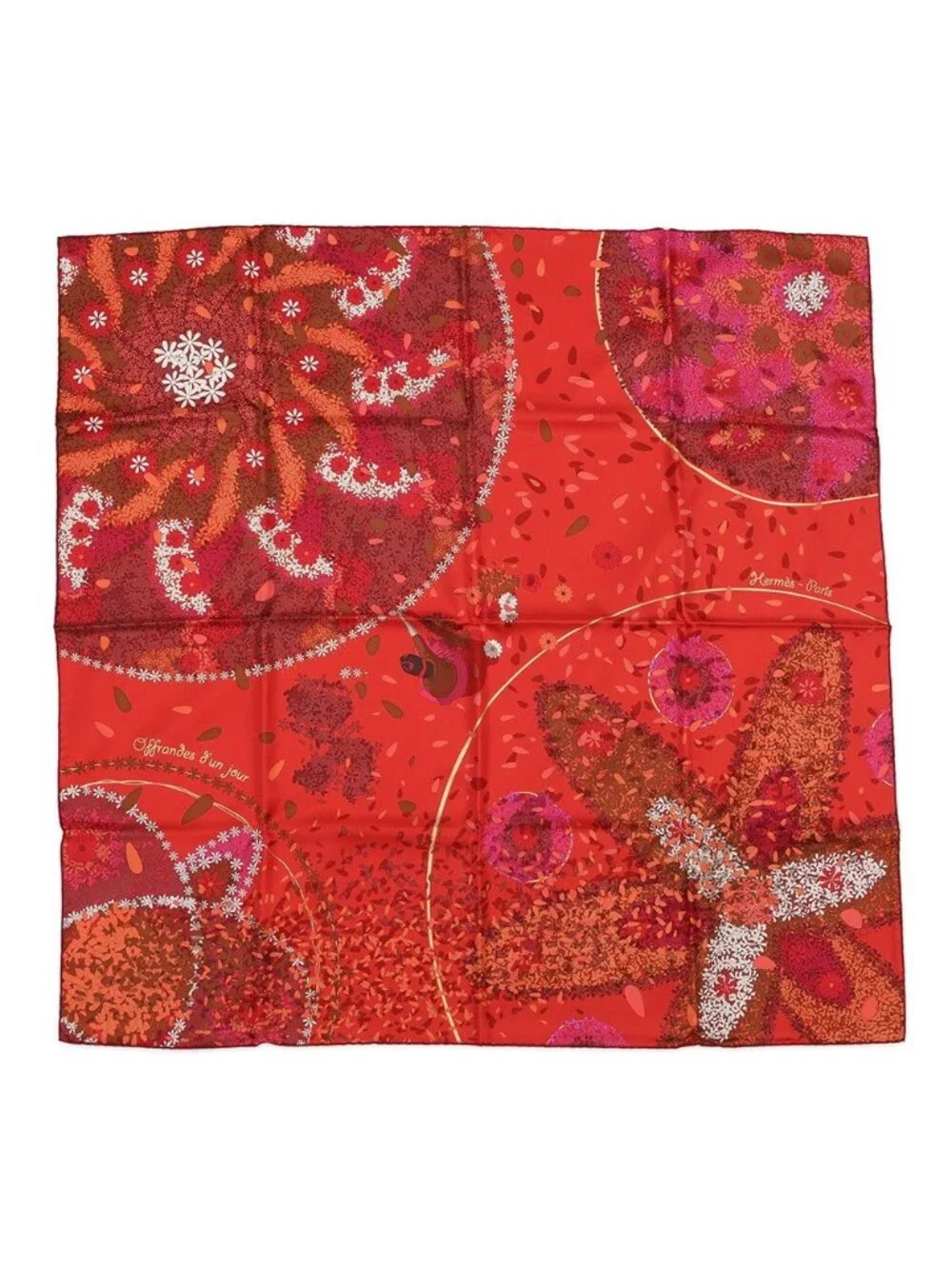 Hermes Scarf Carre 90 Flower Offering Offrandes D'un Jour Silk